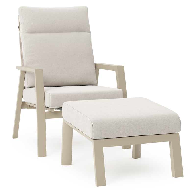 Fauteuil de jardin Mismo en aluminium beige et coussins en weather+ softtouch beige