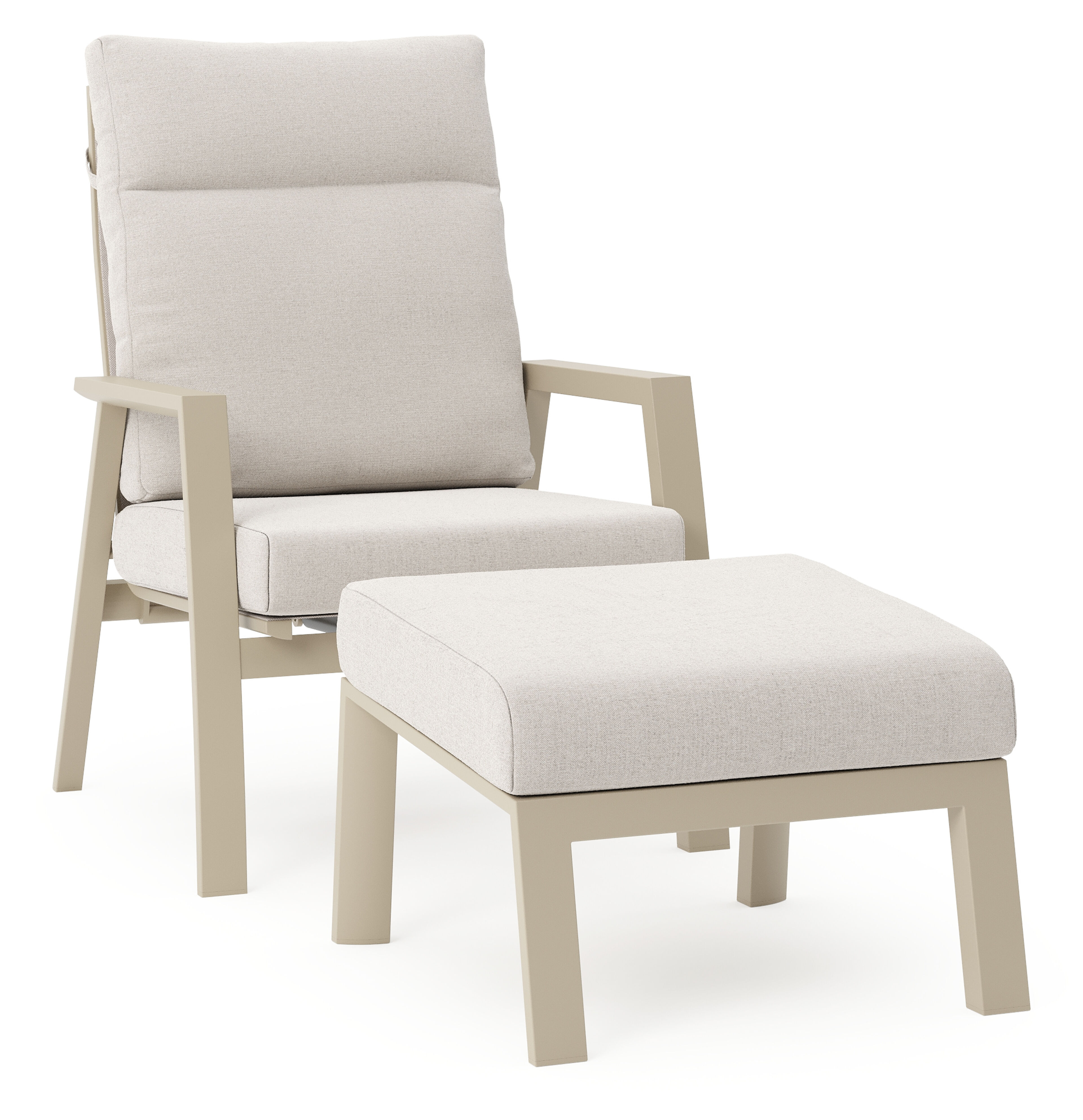Fauteuil de jardin Mismo en aluminium beige et coussins en weather+ softtouch beige