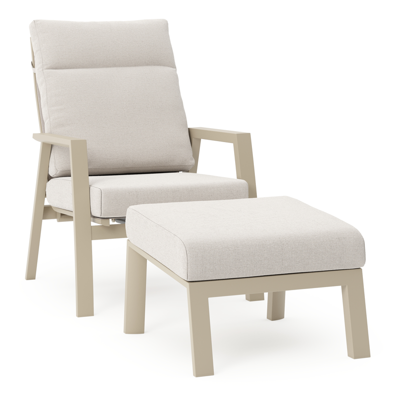 Fauteuil de jardin Mismo en aluminium beige et coussins en weather+ softtouch beige