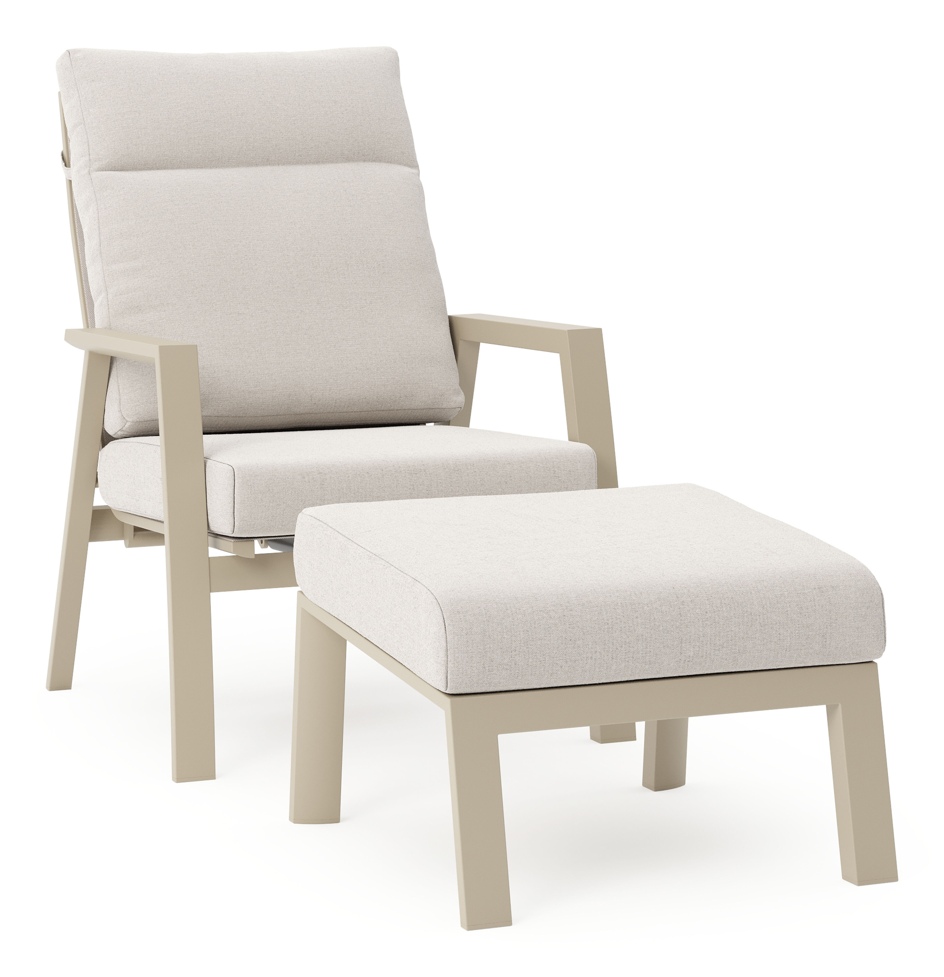 Fauteuil de jardin Mismo en aluminium beige et coussins en weather+ softtouch beige