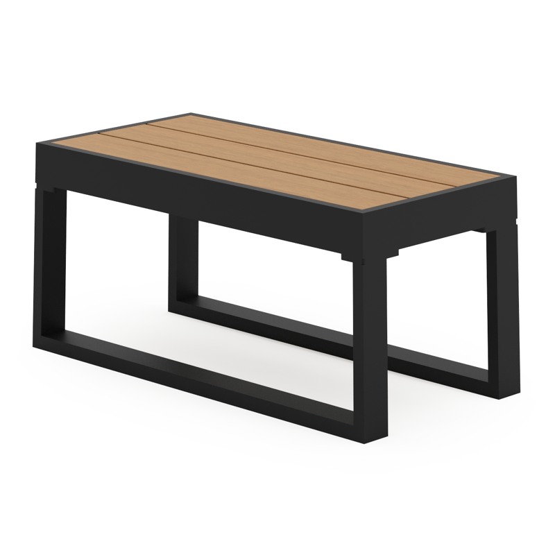 Caldela bijzettafel in zwart aluminium met polywood - L 70 x B 34 x H 31 cm