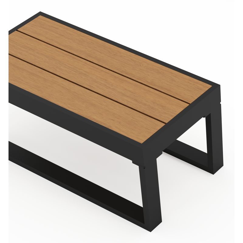 Caldela bijzettafel in zwart aluminium met polywood - L 70 x B 34 x H 31 cm