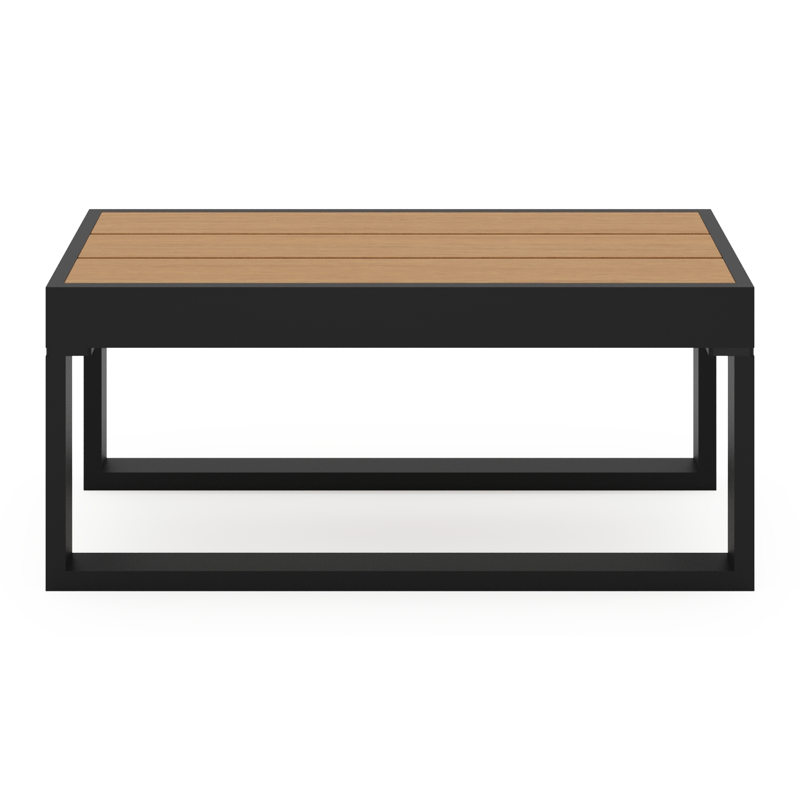 Caldela bijzettafel in zwart aluminium met polywood - L 70 x B 34 x H 31 cm