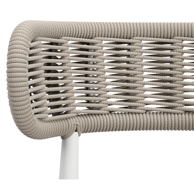 Chaise de jardin Lomo en aluminium blanc et corde ronde tissée carrée beige