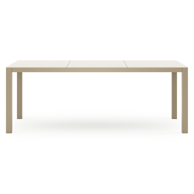 Table de jardin Toma en aluminium beige et céramique pleine beige - Lg. 200 x Lrg. 90 x Haut. 73 cm