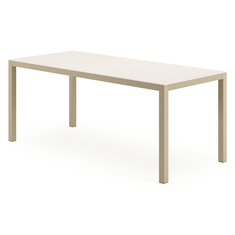 Feltro tuintafelframe rechthoekig in beige aluminium en volkeramiek beige - L 180 x B 80 x H 74 cm