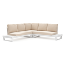 Modica loungehoek in wit aluminium met natte linen chalk All Weather Sunbrella® kussen