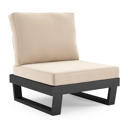 Modica loungestoel in zwart aluminium met natte linen chalk all weather sunbrella premium kussen