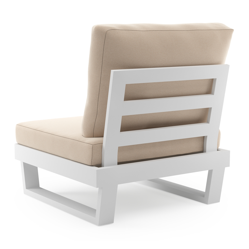 Modica loungestoel in wit aluminium met natte linen chalk All Weather Sunbrella® kussen
