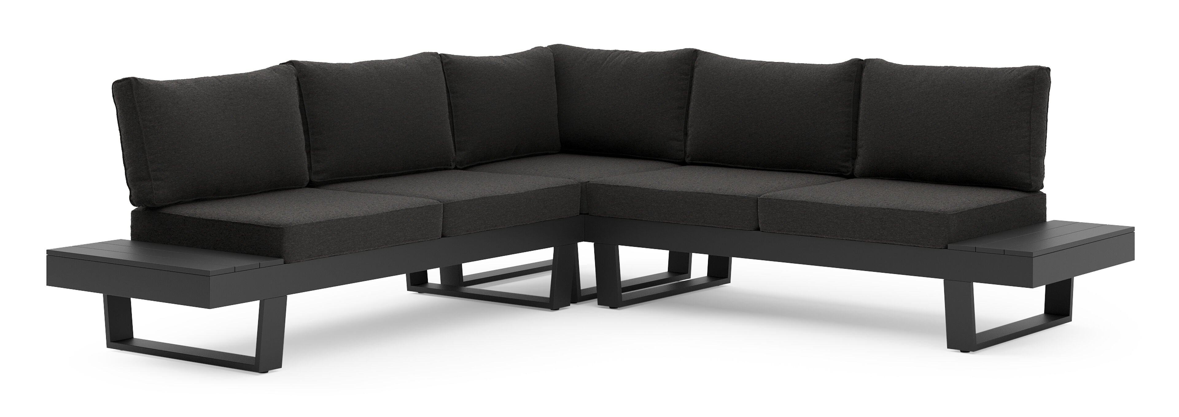 Alora loungehoek in zwart aluminium met zwart kussen