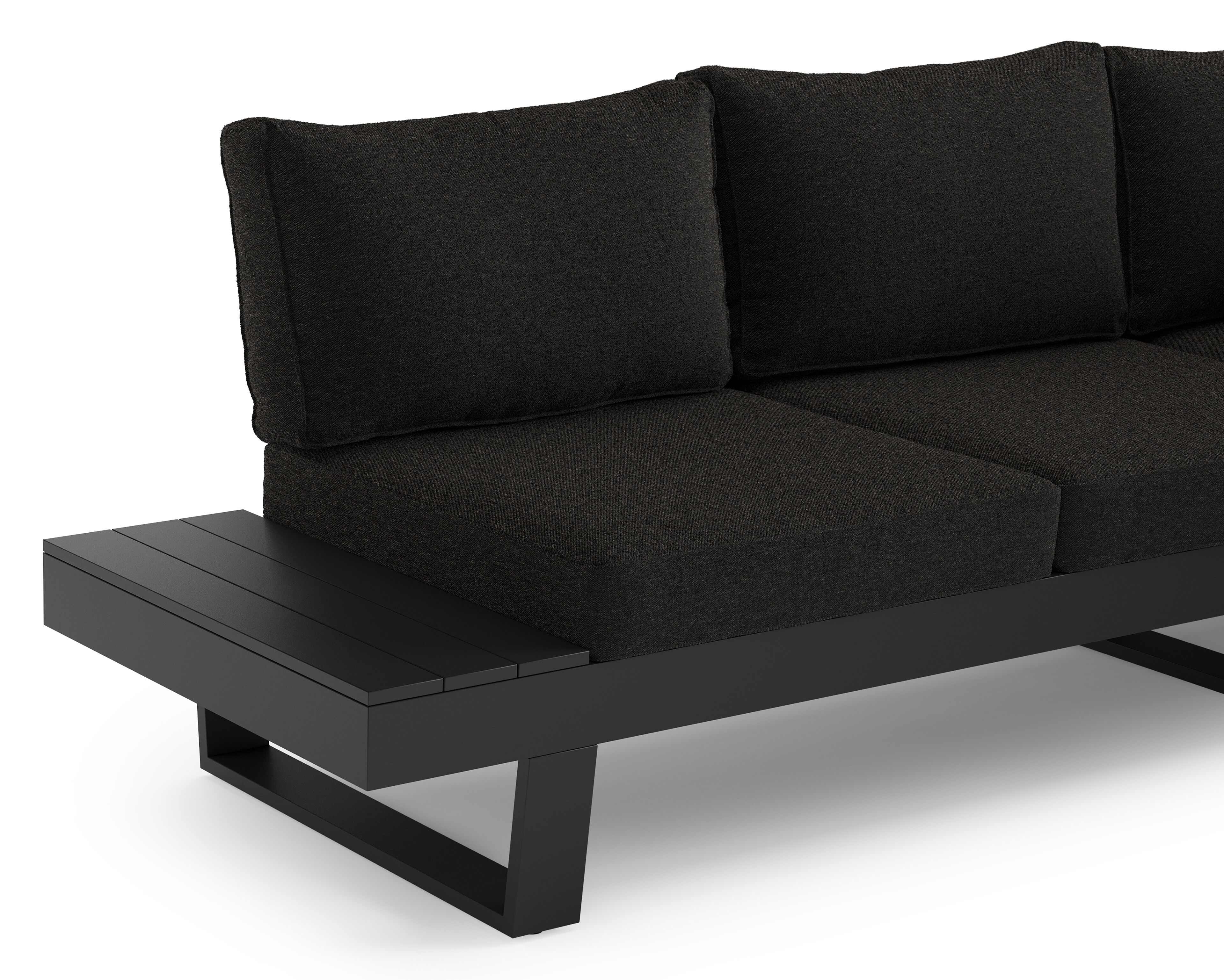Alora loungehoek in zwart aluminium met zwart kussen