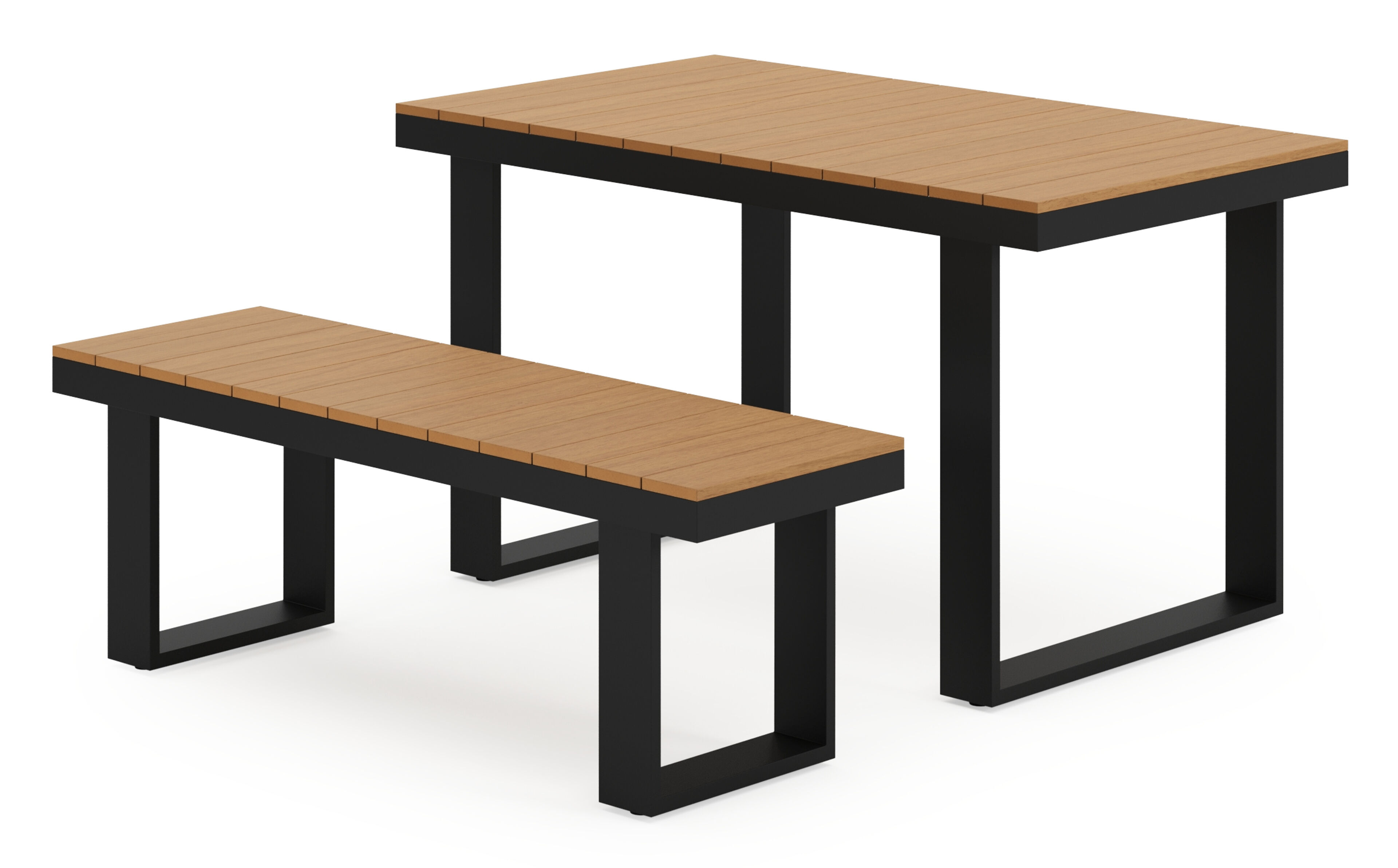 Alora hoge loungetafel in zwart aluminium en polywood - L 124 x B 68 x H 70 cm