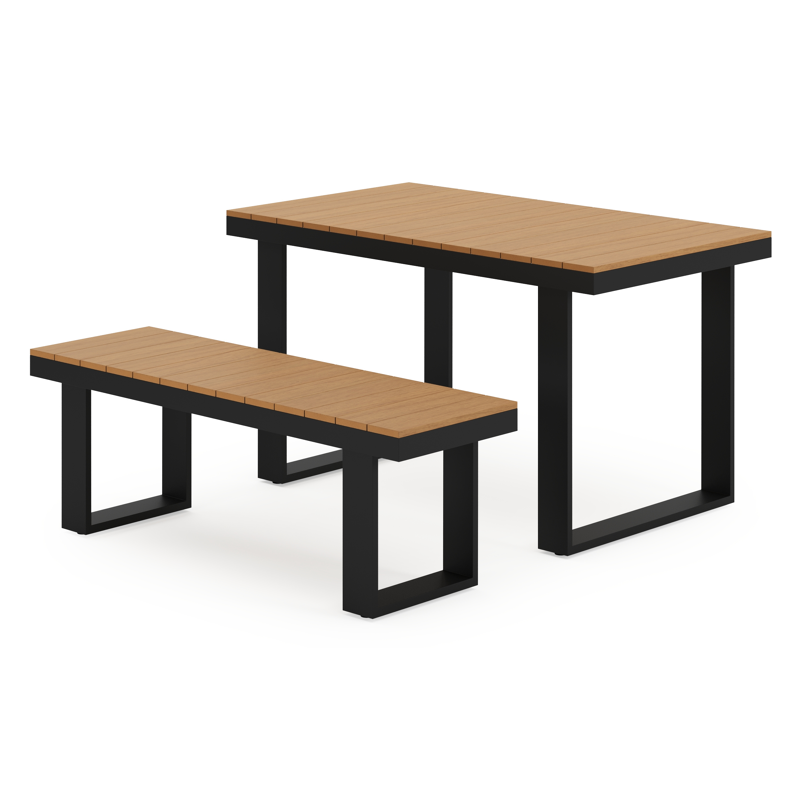 Alora hoge loungetafel in zwart aluminium en polywood - L 124 x B 68 x H 70 cm