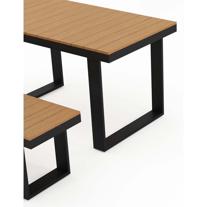 Alora hoge loungetafel in zwart aluminium en polywood - L 124 x B 68 x H 70 cm