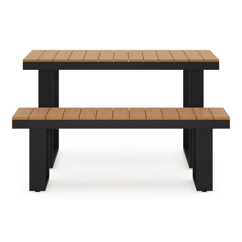 Alora hoge loungetafel in zwart aluminium en polywood - L 124 x B 68 x H 70 cm