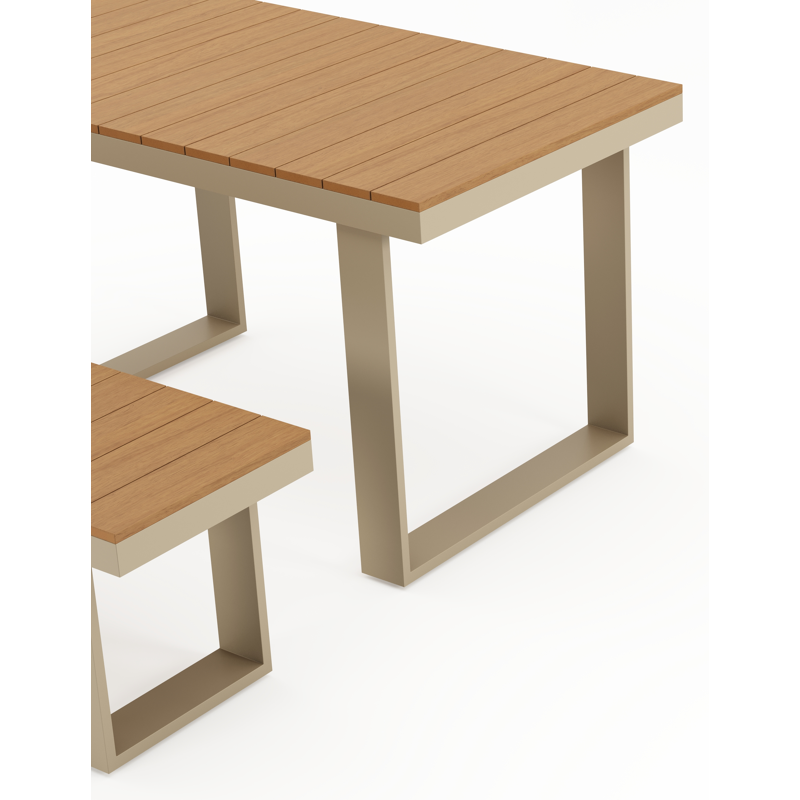 Alora hoge loungetafel in aluminium beige en polywood - L 124 x B 68 x H 70 cm