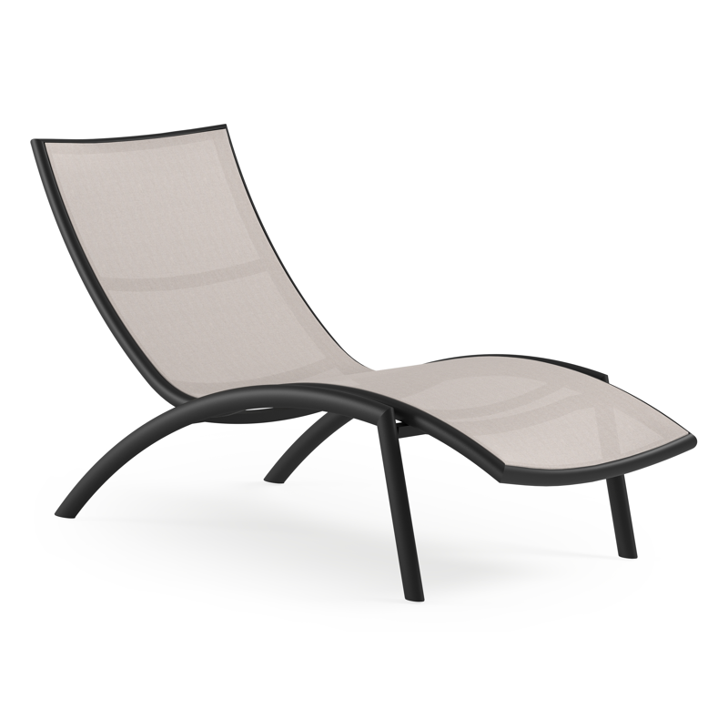 Siena ligbed in zwart aluminium en beige single textilene