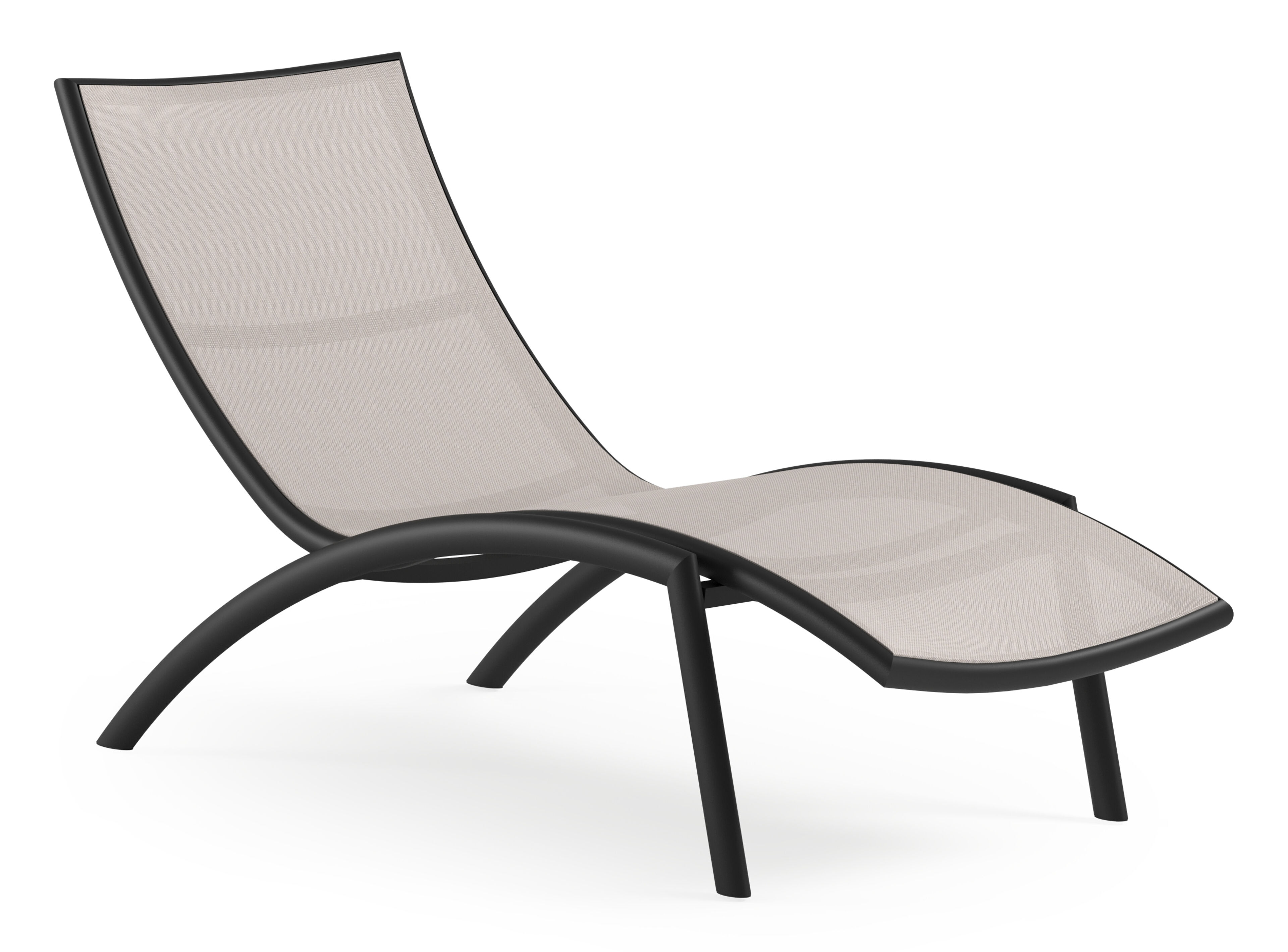Siena ligbed in zwart aluminium en beige single textileen
