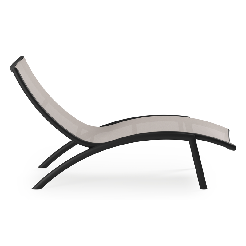 Siena ligbed in zwart aluminium en beige single textilene