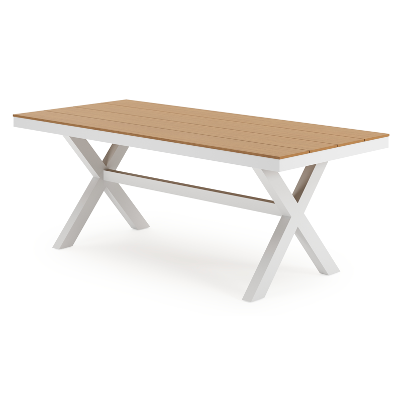 Bahia tuinset in wit aluminium en polywood met 8 stapelbare Bahia tuinstoelen
