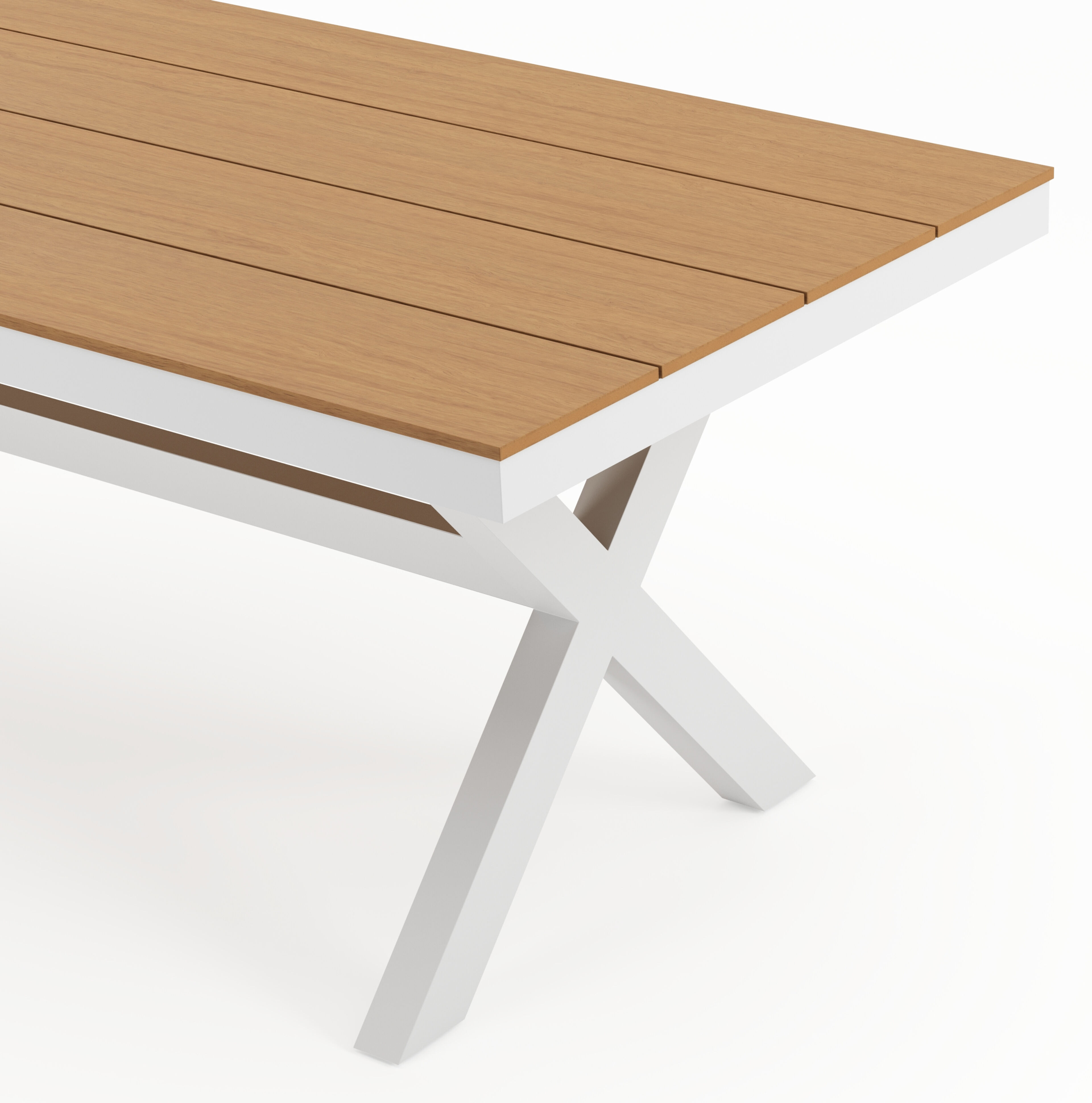 Bahia tuinset in wit aluminium en polywood met 8 stapelbare Bahia tuinstoelen