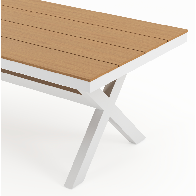 Bahia tuinset in wit aluminium en polywood met 8 stapelbare Bahia tuinstoelen