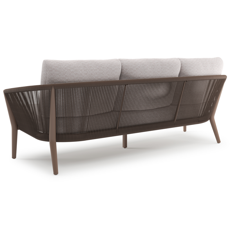 Orso loungeset in taupe aluminiumen zwart verticaal geweven ronde rope met Wander Gobi all weather sunbrella® luxe kussen