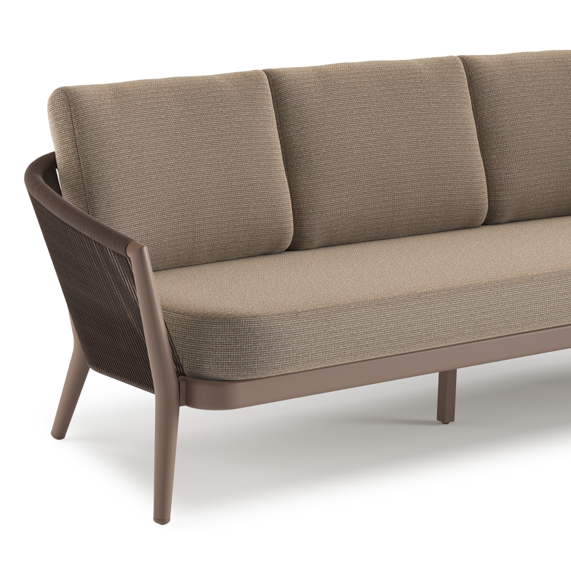 Orso loungeset in taupe aluminiumen zwart verticaal geweven ronde rope met Firenze Earth all weather solica kussen