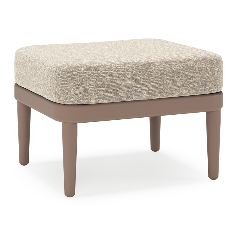 Orso poef in taupe aluminium met Chartres Pewter all weather sunbrella® luxe kussen