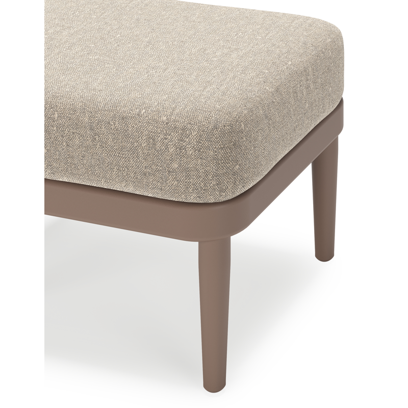 Orso poef in taupe aluminium met Chartres Pewter all weather sunbrella® luxe kussen