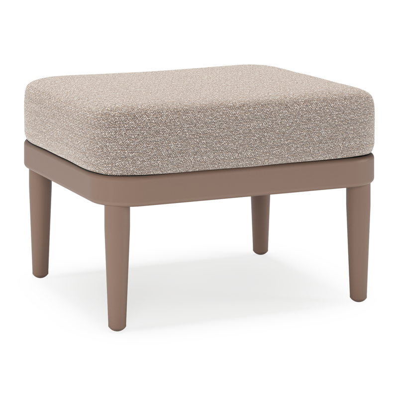 Orso poef in taupe aluminium met Wander Manioc all weather sunbrella® luxe kussen