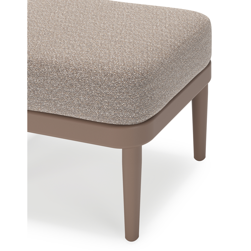 Orso poef in taupe aluminium met Wander Manioc all weather sunbrella® luxe kussen