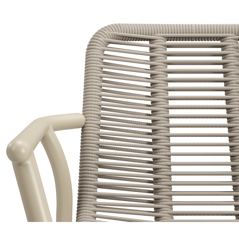 Berga tuinstoel in beige aluminium en beige verticaal geweven ronde rope