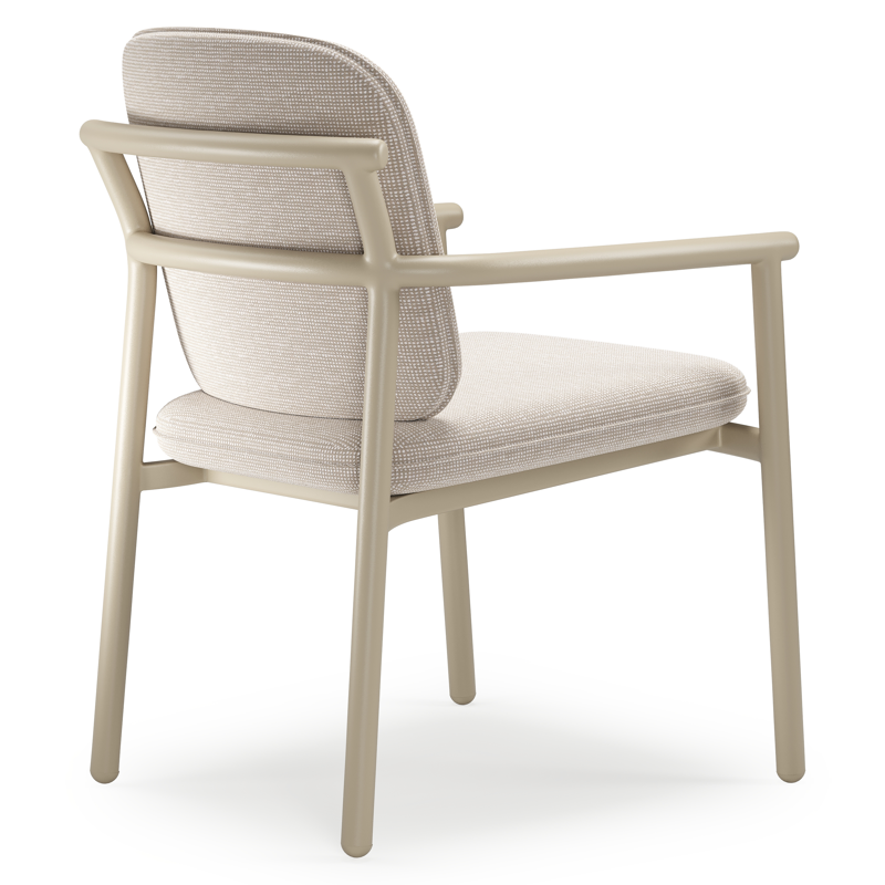 Bono stapelbare tuinstoel in beige aluminium met stoelkussen in All Weather Sunbrella® Luxe Slow Farafra