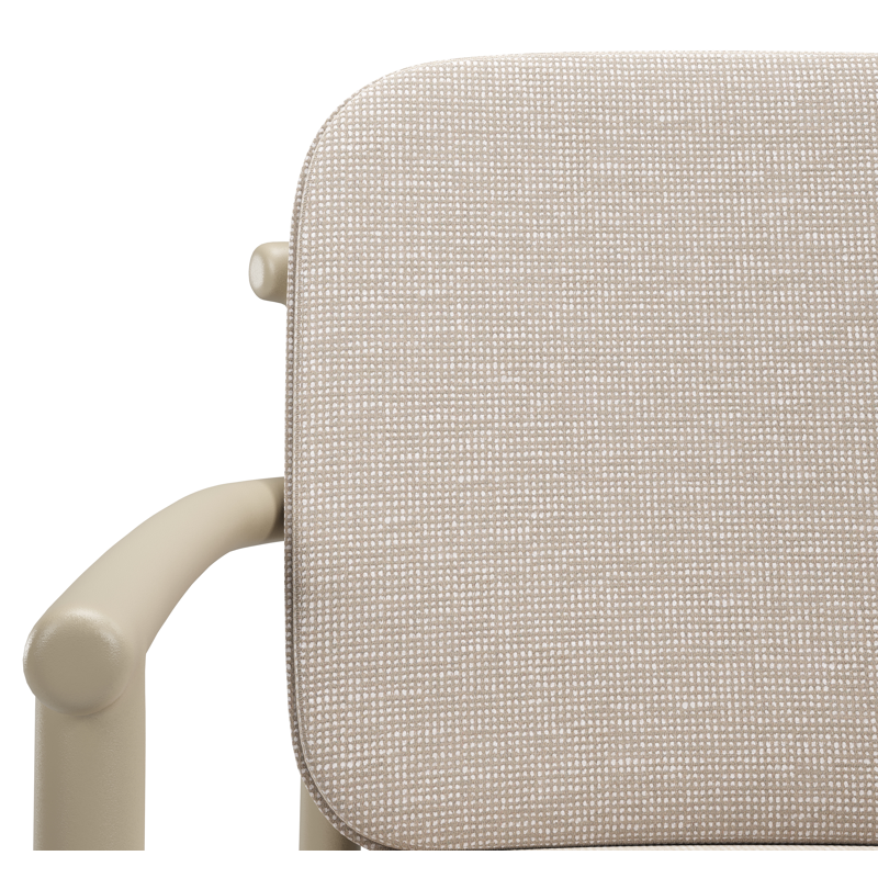 Bono stapelbare tuinstoel in beige aluminium met stoelkussen in All Weather Sunbrella® Luxe Slow Farafra