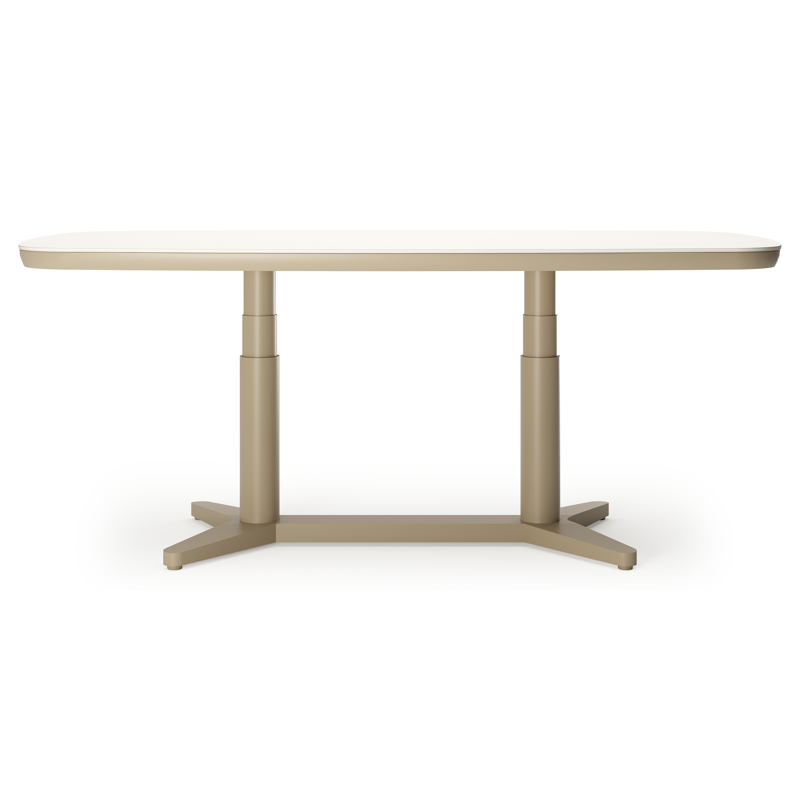 Tarsia tuintafel bootvorm in beige aluminium en beige sintered stone - L 180 x B 90 x H 74.5 cm