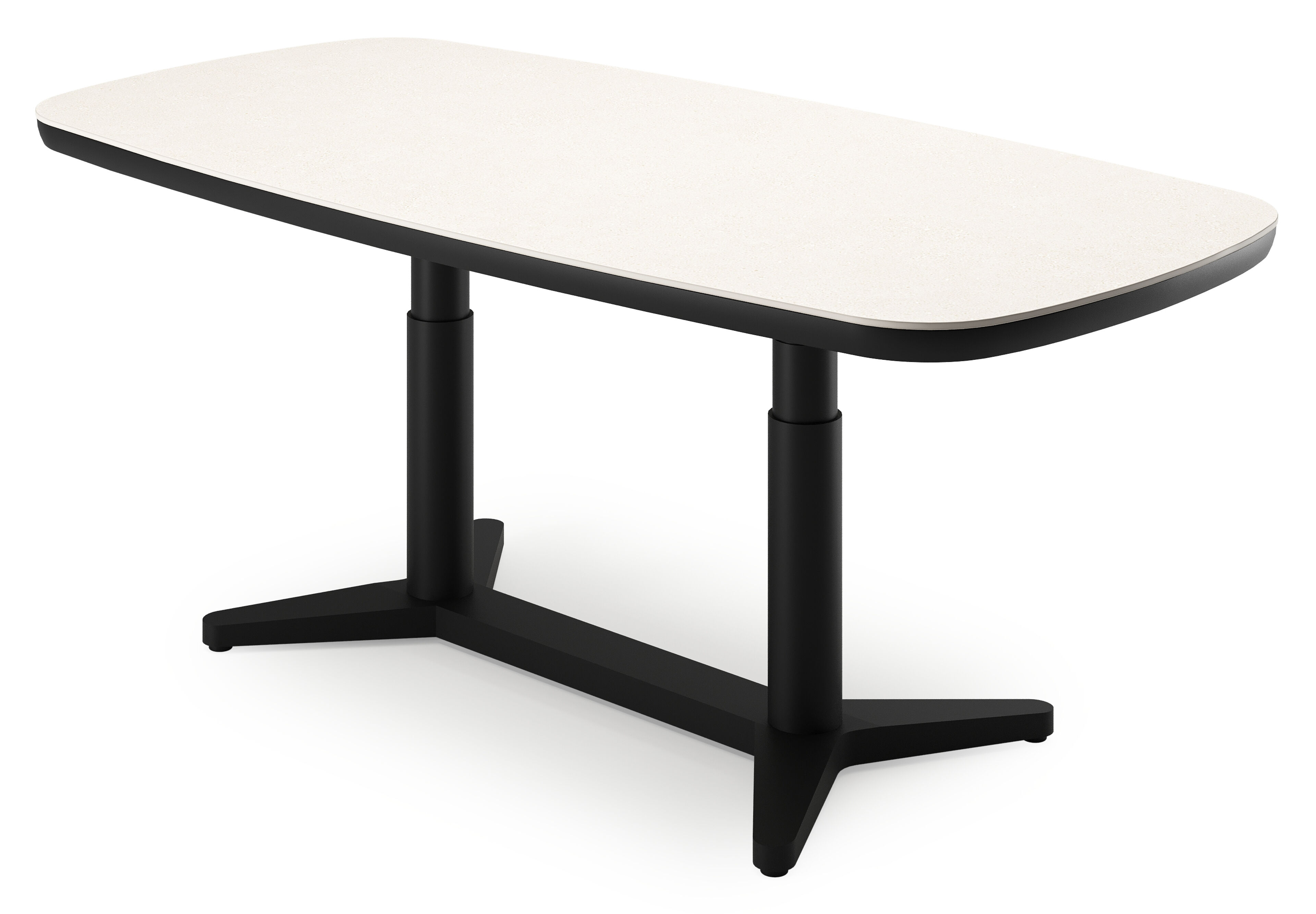 Tarsia tuintafel bootvorm in zwart aluminium en beige sintered stone - L 180 x B 90 x H 74.5 cm