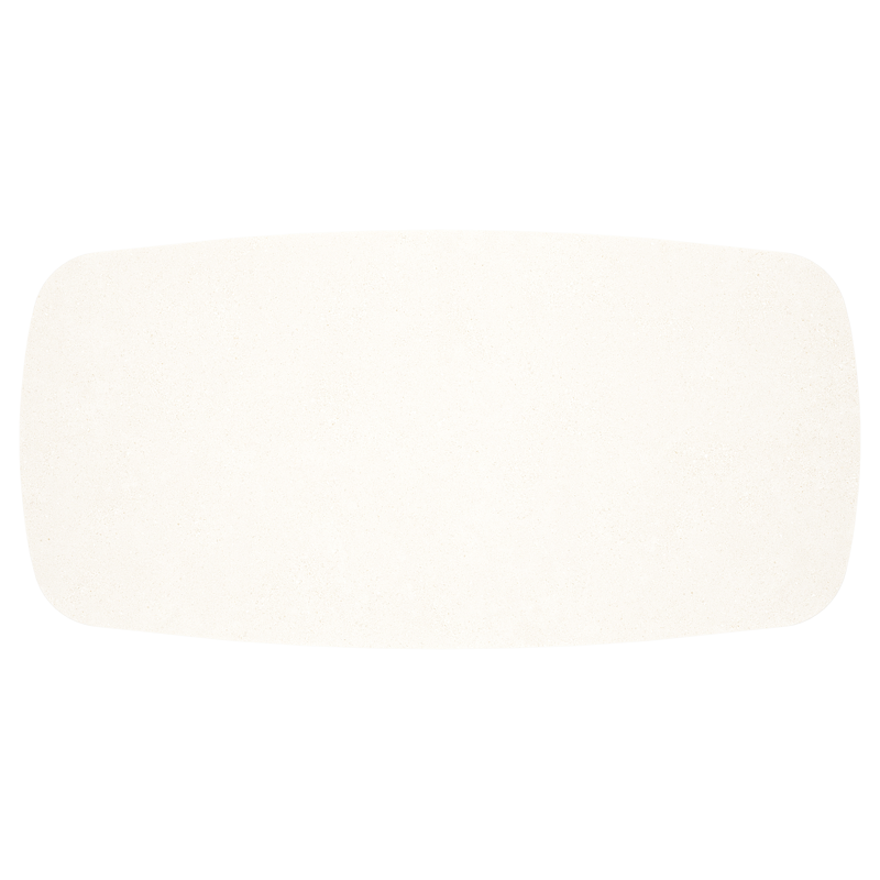 Tarsia tuintafel bootvorm in zwart aluminium en beige sintered stone - L 180 x B 90 x H 74.5 cm