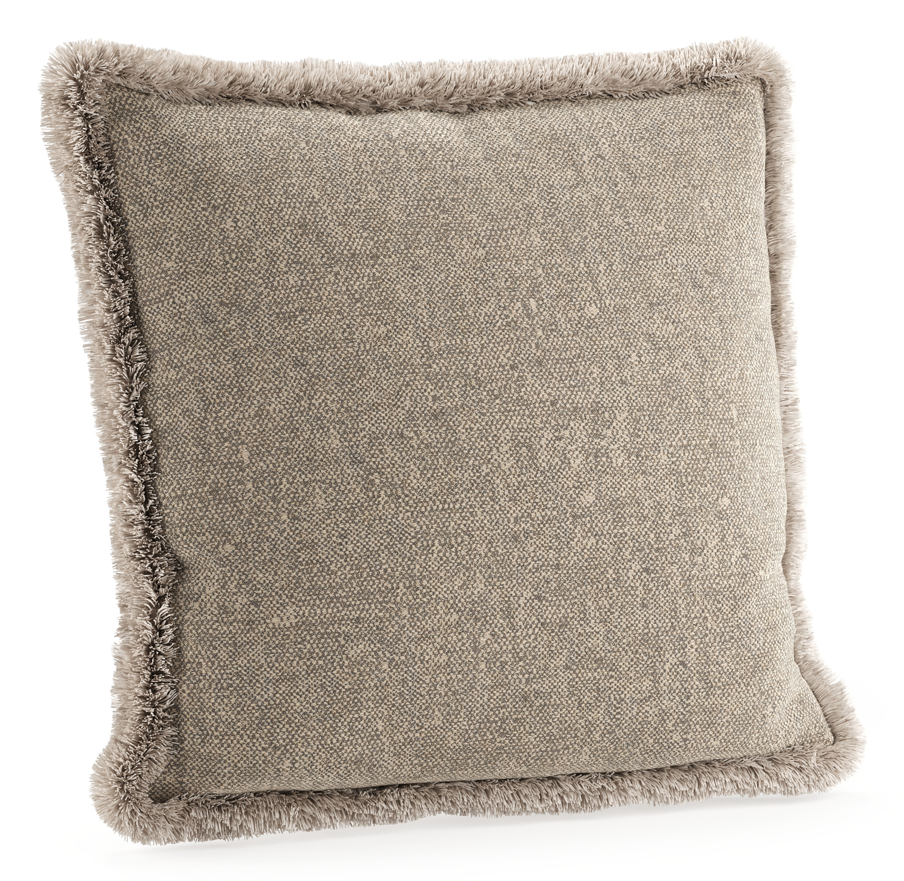 Sierkussen met franjes 45 x 45 cm in all weather sunbrella luxe chartres pewter