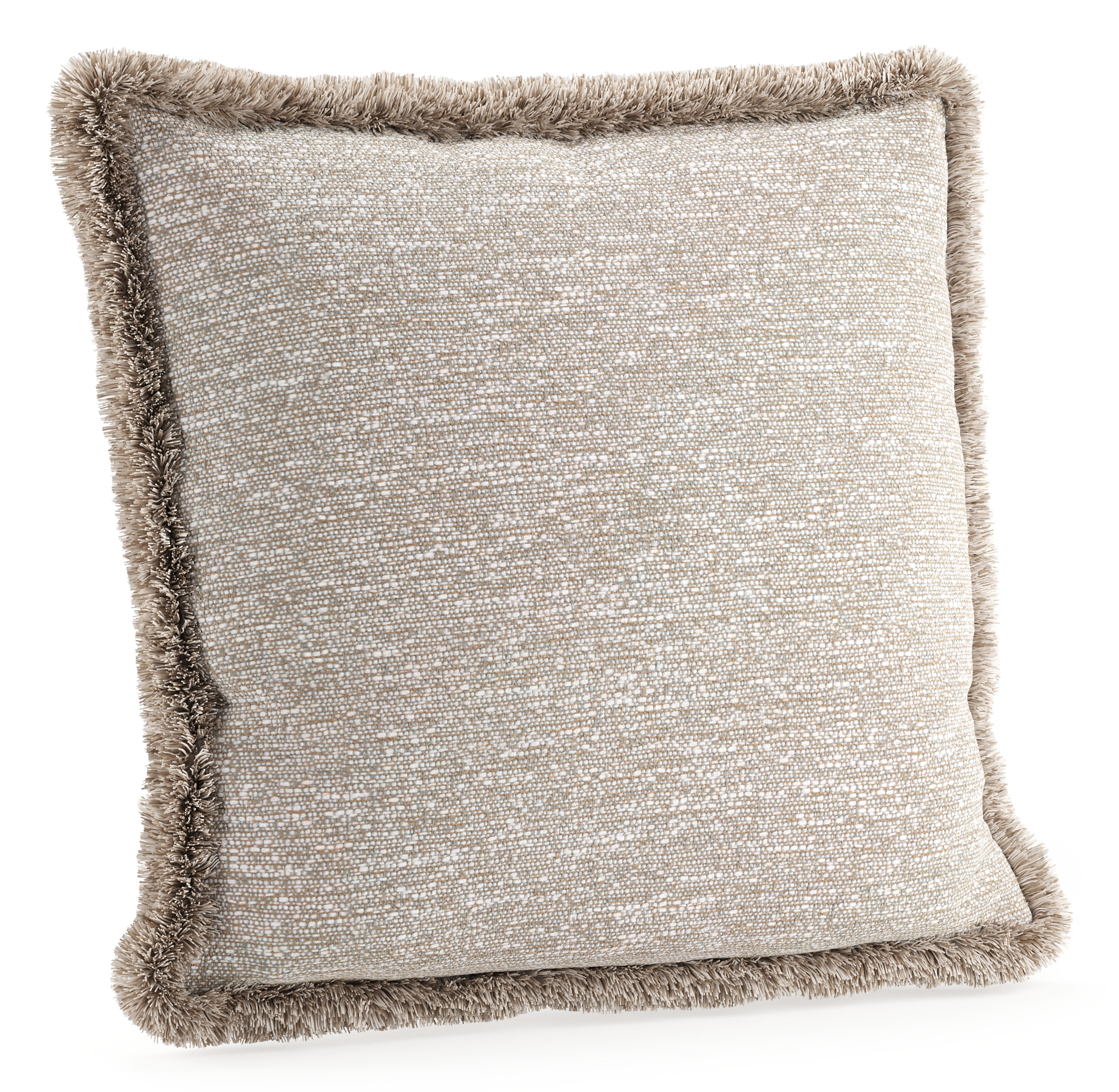 Sierkussen met franjes 45 x 45 cm in all weather sunbrella luxe tundra sand