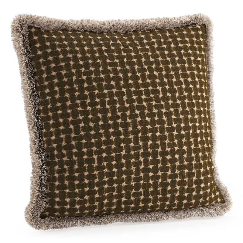Sierkussen met franjes 45 x 45 cm in all weather cosytica pebble leaf