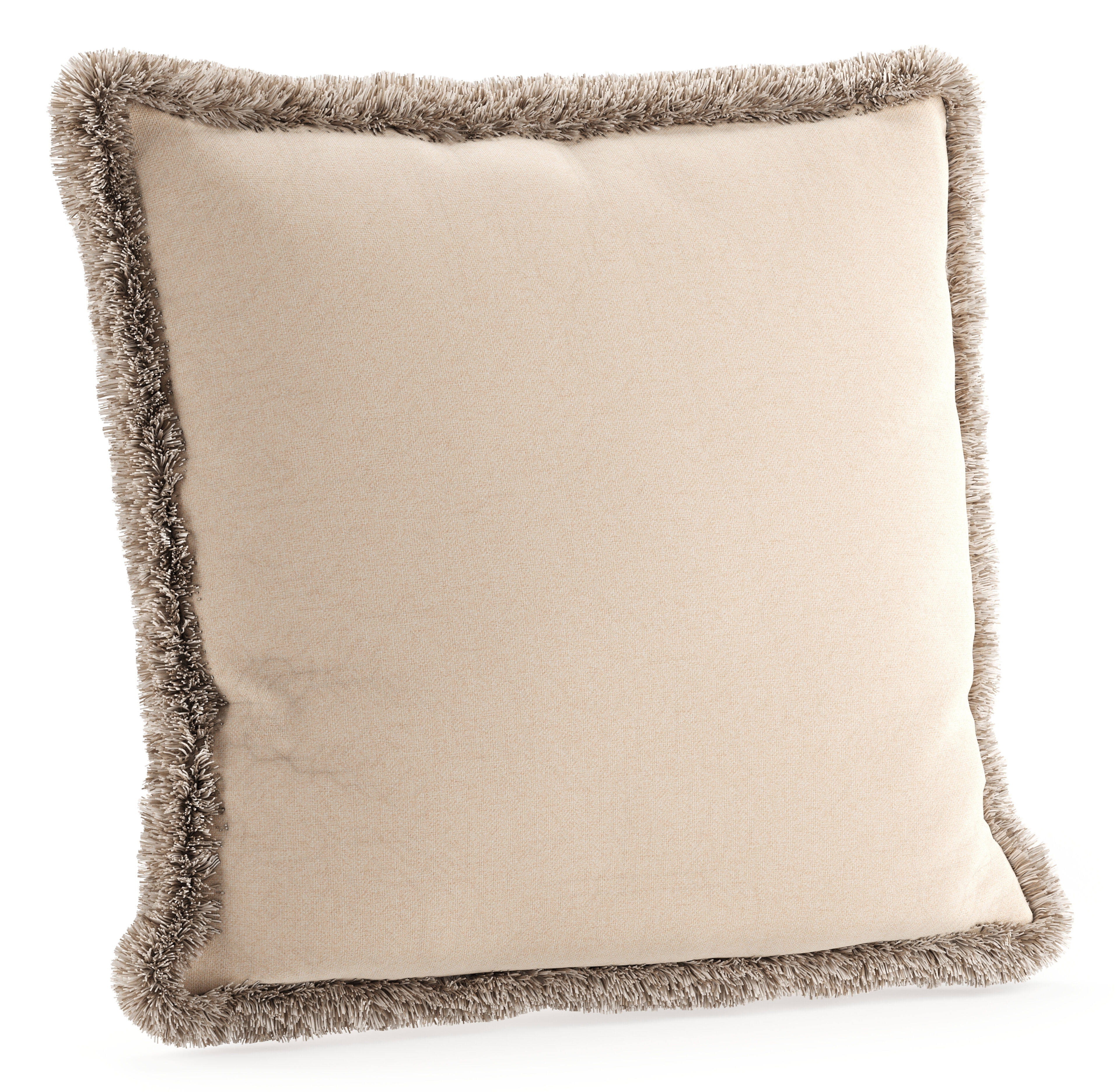 Sierkussen met franjes 45 x 45 cm in all weather sunbrella luxe natte linen chalk
