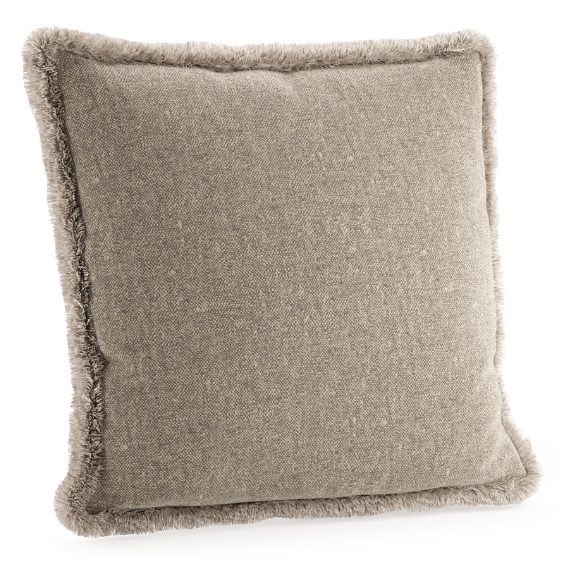 Sierkussen met franjes 55 x 55 cm in all weather sunbrella luxe chartres pewter