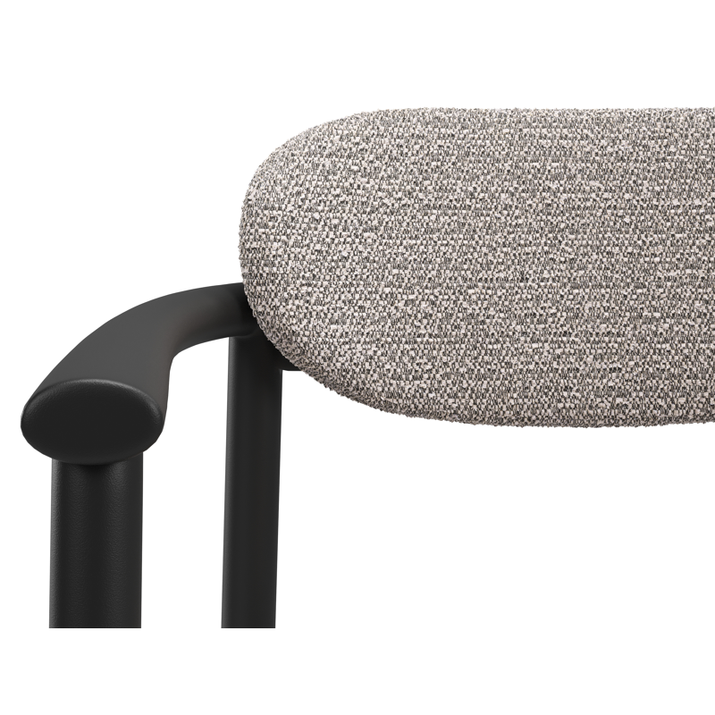 Ravo tuinstoel zwart in aluminium met All Weather Sunbrella Luxe Wander Granite kussen