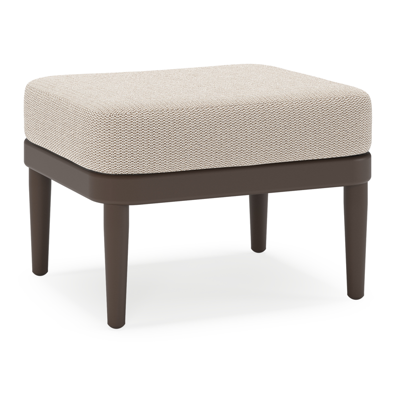 Orso poef in donkerbruin aluminium met Lopi Fossil all weather sunbrella® luxe kussen
