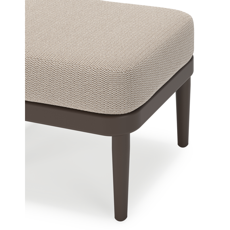 Orso poef in donkerbruin aluminium met Lopi Fossil all weather sunbrella® luxe kussen