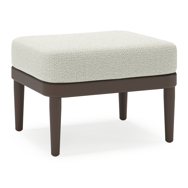Orso poef in donkerbruin aluminium met Lopi Bud all weather sunbrella® luxe kussen