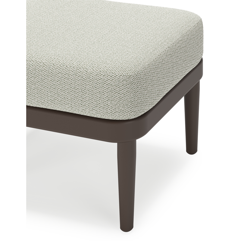 Orso poef in donkerbruin aluminium met Lopi Bud all weather sunbrella® luxe kussen