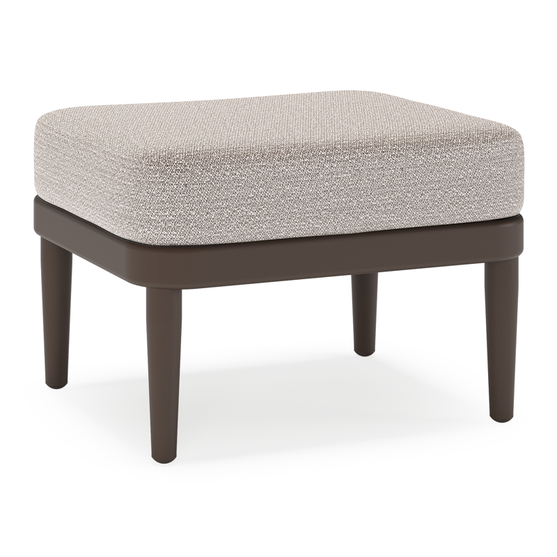 Orso poef in donkerbruin aluminium met Wander Granite all weather sunbrella® luxe kussen