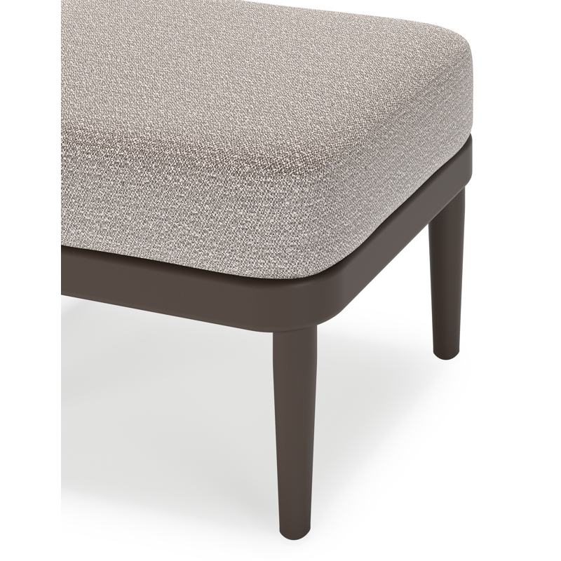 Orso poef in donkerbruin aluminium met Wander Granite all weather sunbrella® luxe kussen